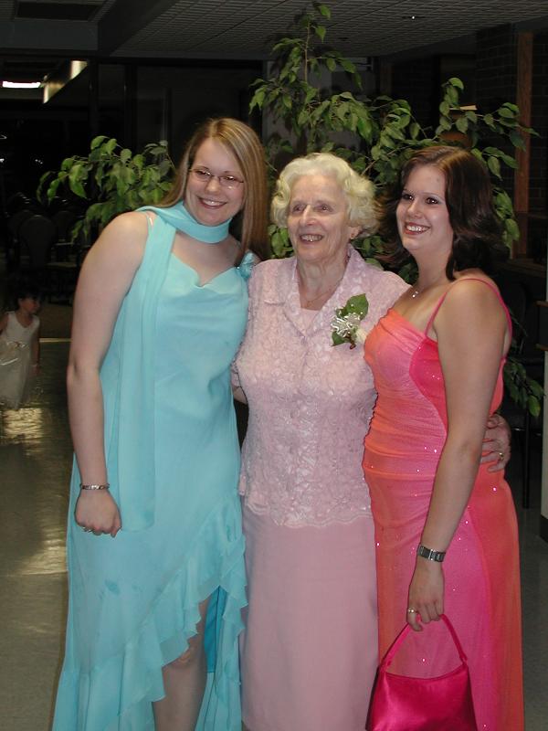 Sophie with 2 of her grand daughters, Amanda (right) and Melanie (left)