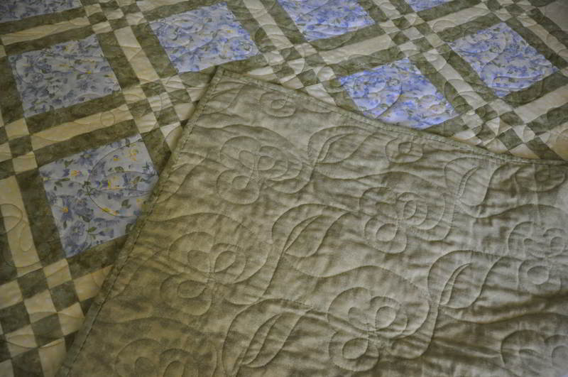 Close up a corner of the backing fabric.