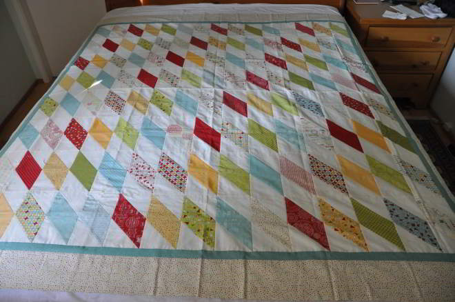 A 2nd quilt made from the extra bits and pieces of the Reunion Quilt. Very frugal.