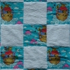 Easy Chenille Baby Quilt in blue. Kit from The Quilted Garden, May 2009.
